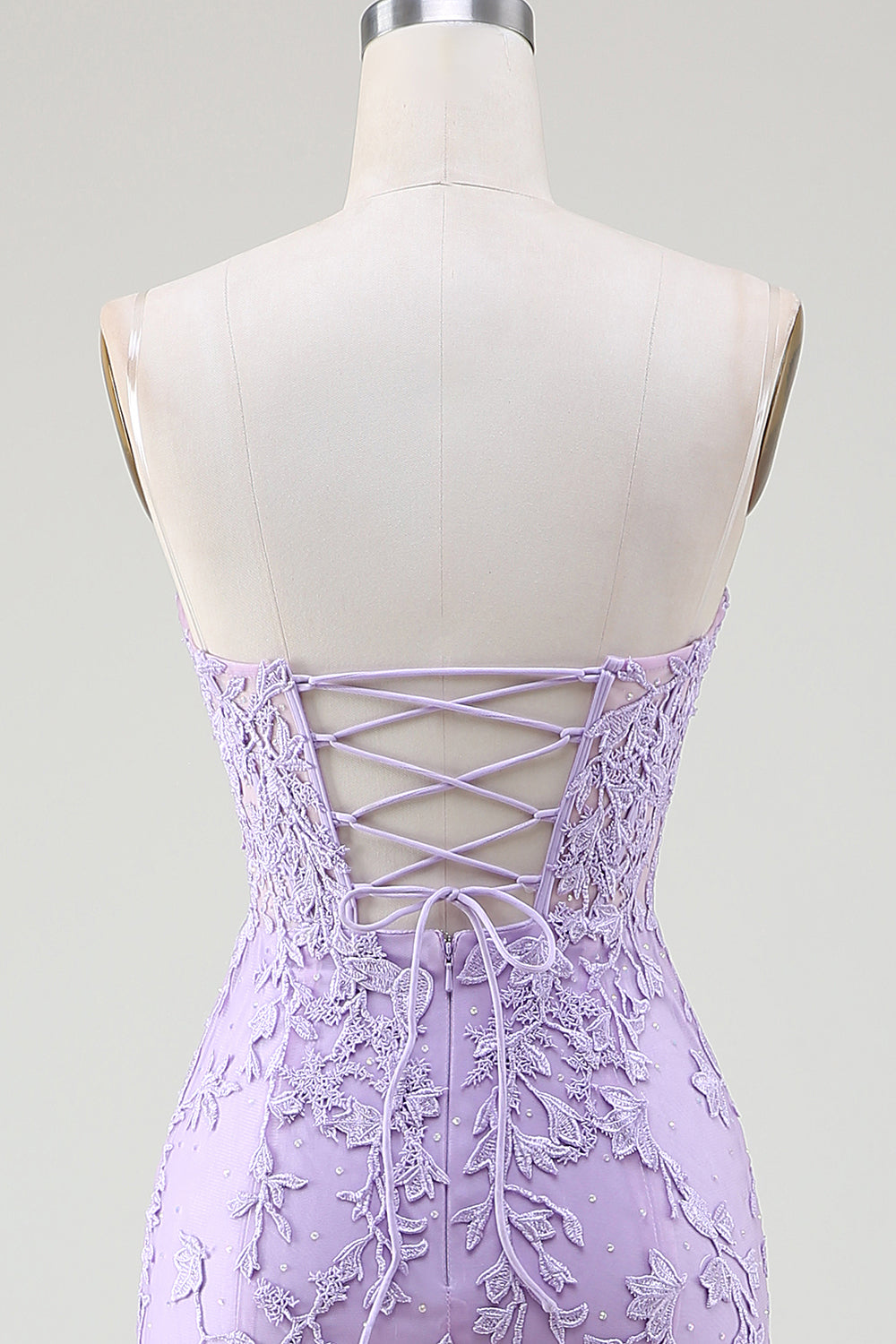 Light Purple Corset Sweetheart Long Lace Mermaid Prom Dress with Slit Light Purple Corset Sweetheart Long Lace Mermaid Prom Dress with Slit