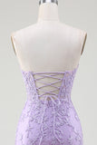 Light Purple Corset Sweetheart Long Lace Mermaid Prom Dress with Slit Light Purple Corset Sweetheart Long Lace Mermaid Prom Dress with Slit