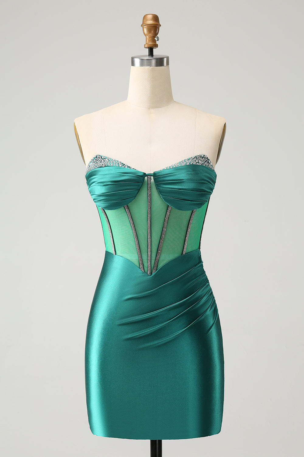 Zapakasa Women Glitter Dark Green Tight Homecoming Dress Strapless Corset Beaded Cocktail Dress Zapakasa Women Glitter Dark Green Tight Homecoming Dress Strapless Corset Beaded Cocktail Dress