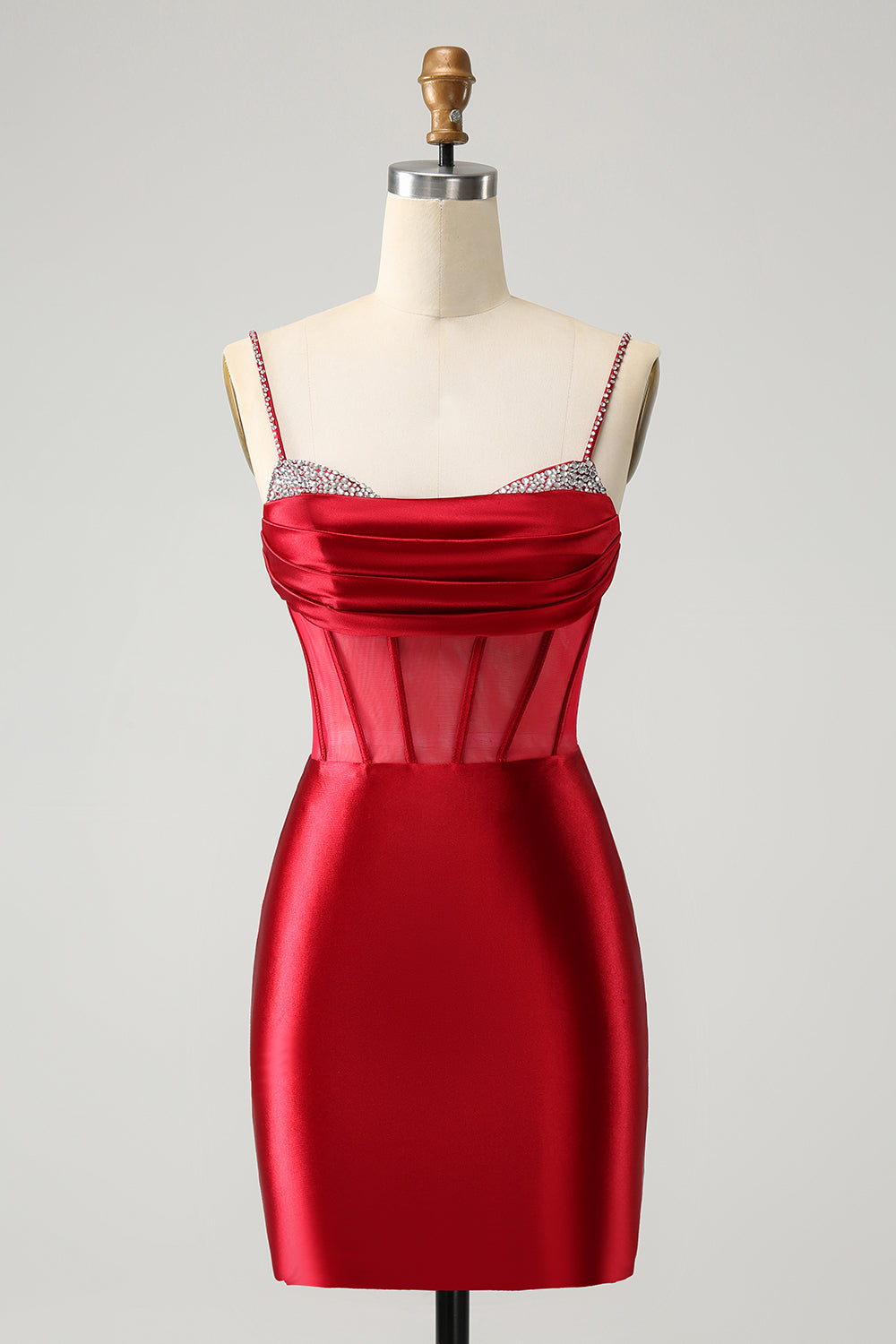 Zapakasa Women Glitter Dark Red Tight Homecoming Dress Spaghetti Straps Beaded Corset Satin Cocktail Dress Zapakasa Women Glitter Dark Red Tight Homecoming Dress Spaghetti Straps Beaded Corset Satin Cocktail Dress