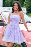Cute Glitter Blue A Line Sequins Short Homecoming Dress with Appliques Cute Glitter Blue A Line Sequins Short Homecoming Dress with Appliques