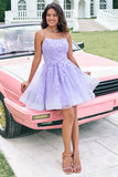 Cute Glitter Lilac A Line Sequins Short Homecoming Dress with Appliques Cute Glitter Lilac A Line Sequins Short Homecoming Dress with Appliques