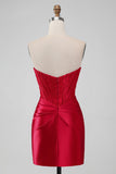 Sparky Red Strapless Bodycon Short Homecoing Dress with Lace Sparky Red Strapless Bodycon Short Homecoing Dress with Lace
