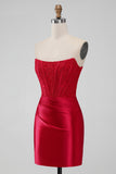 Sparky Red Strapless Bodycon Short Homecoing Dress with Lace Sparky Red Strapless Bodycon Short Homecoing Dress with Lace
