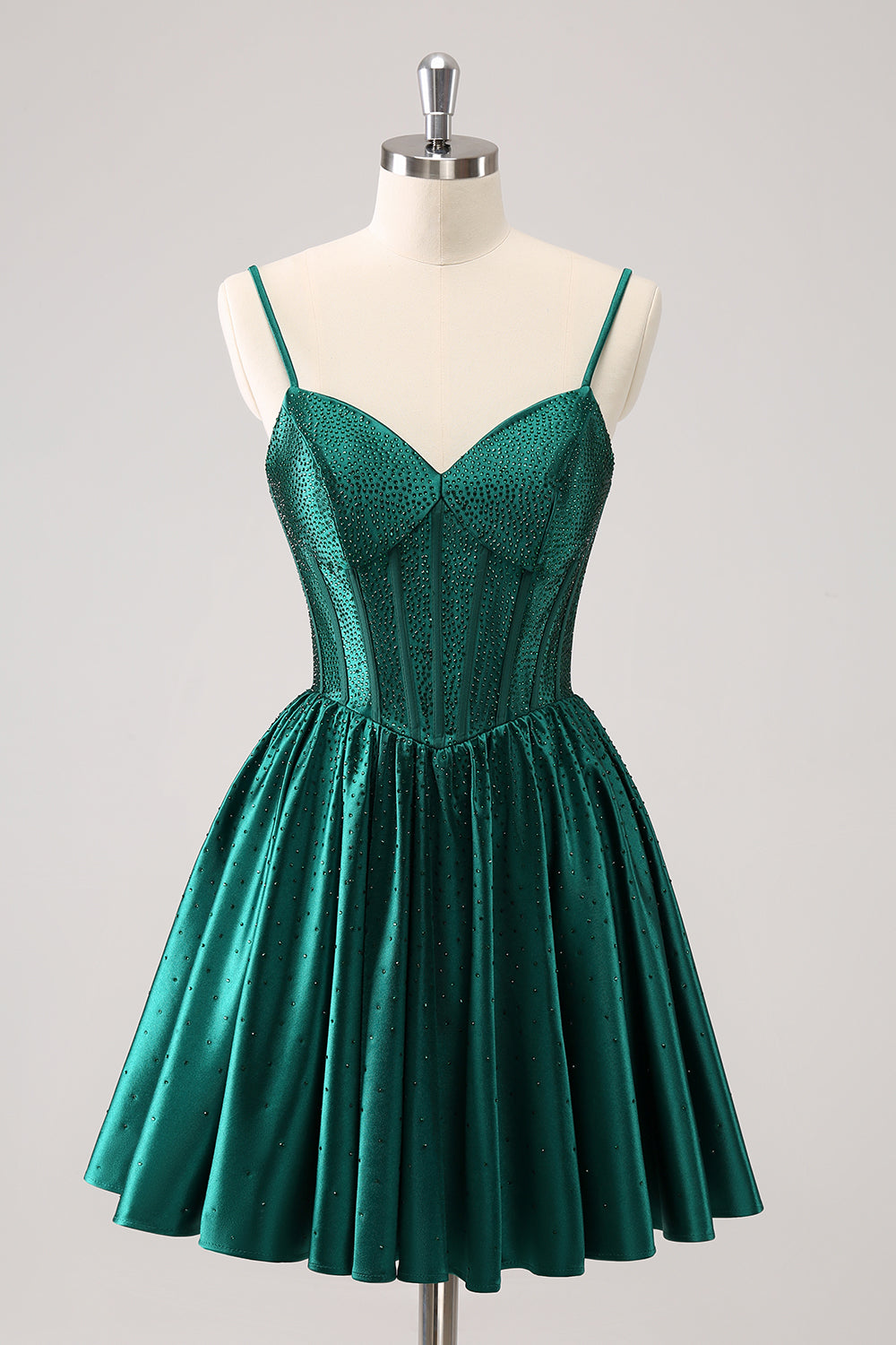 Zapaka Women Dark Green Cocktail Dress A-Line Spaghetti Straps Pleated Short Prom Dress Zapaka Women Dark Green Cocktail Dress A-Line Spaghetti Straps Pleated Short Prom Dress