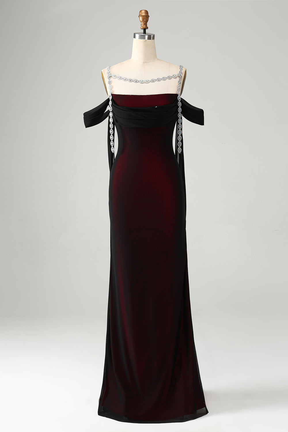 Zapakasa Women Sparkly Black Red Mermaid Long Bridesmaid Dress Cold Shoulder Prom Dress Zapakasa Women Sparkly Black Red Mermaid Long Bridesmaid Dress Cold Shoulder Prom Dress