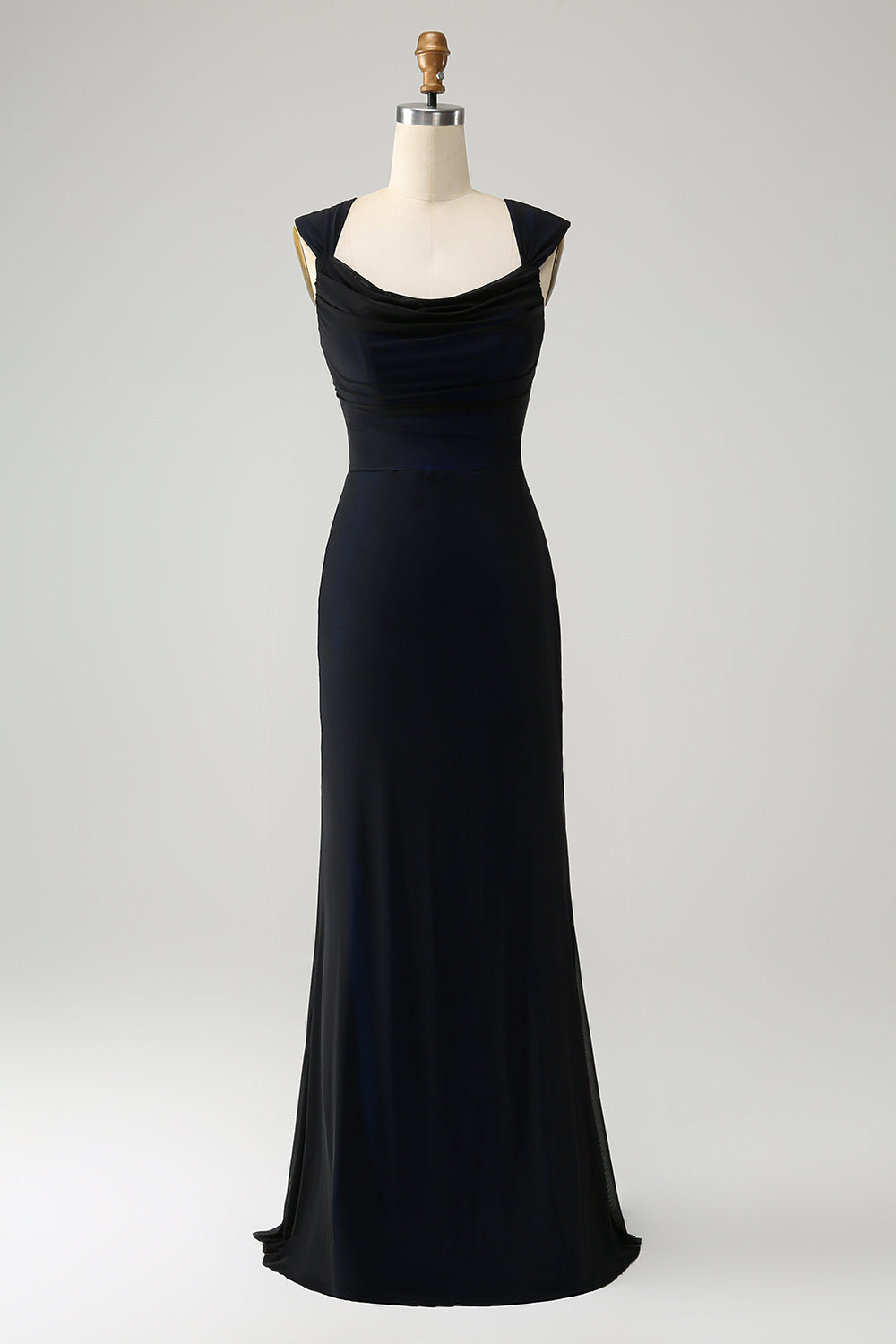 Zapakasa Women Mermaid Bridesmaid Dress Black Blue Cowl Neck Lace up Wedding Guest Dress Zapakasa Women Mermaid Bridesmaid Dress Black Blue Cowl Neck Lace up Wedding Guest Dress
