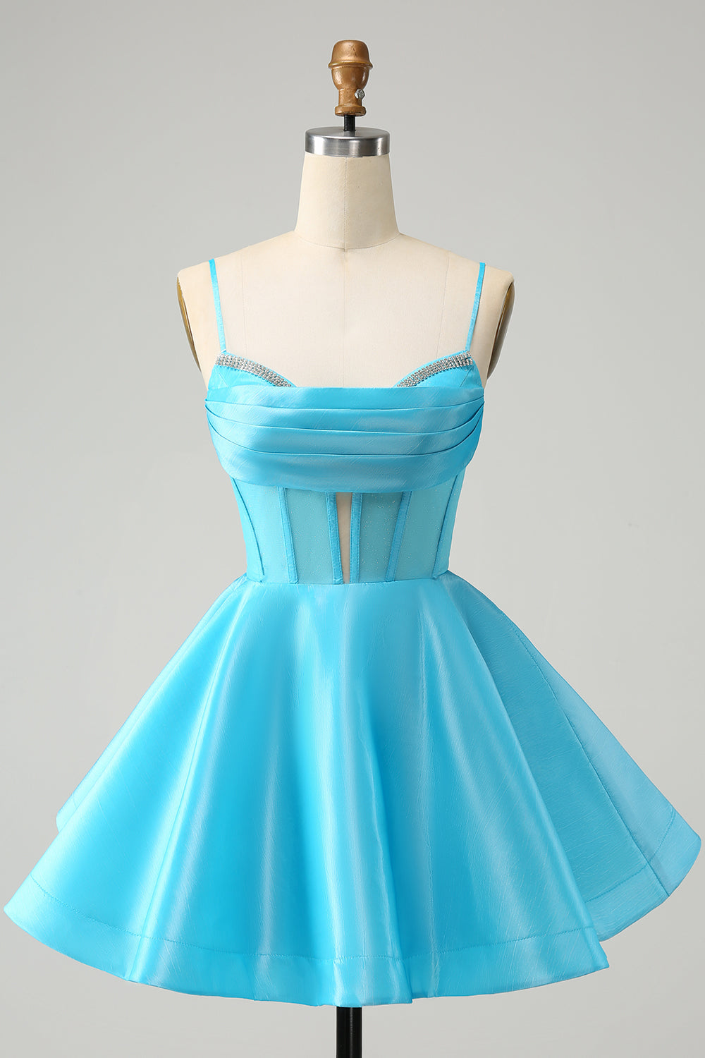 Zapakasa Women Cute Glitter Blue Homecoming Dress with Beading A Line Spaghetti Straps Corset Cocktail Party Dress Zapakasa Women Cute Glitter Blue Homecoming Dress with Beading A Line Spaghetti Straps Corset Cocktail Party Dress