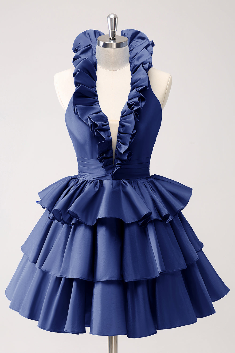 Royal Blue A-Line Halter Tiered Short Homecoming Dress with Ruffles Royal Blue A-Line Halter Tiered Short Homecoming Dress with Ruffles