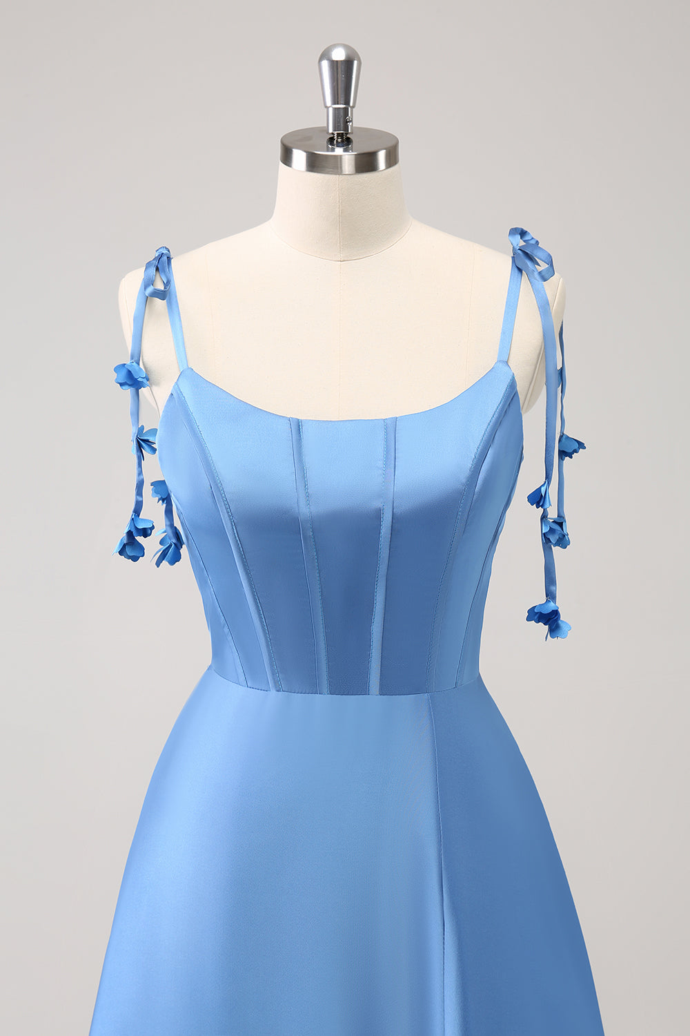 Blue A Line Spaghetti Straps Satin Floor Length Bridesmaid Dress with Slit Blue A Line Spaghetti Straps Satin Floor Length Bridesmaid Dress with Slit