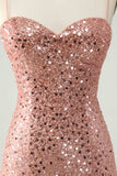 Sparkly Blush Spaghetti Straps Sequins A Line Short Homecoming Dress Sparkly Blush Spaghetti Straps Sequins A Line Short Homecoming Dress