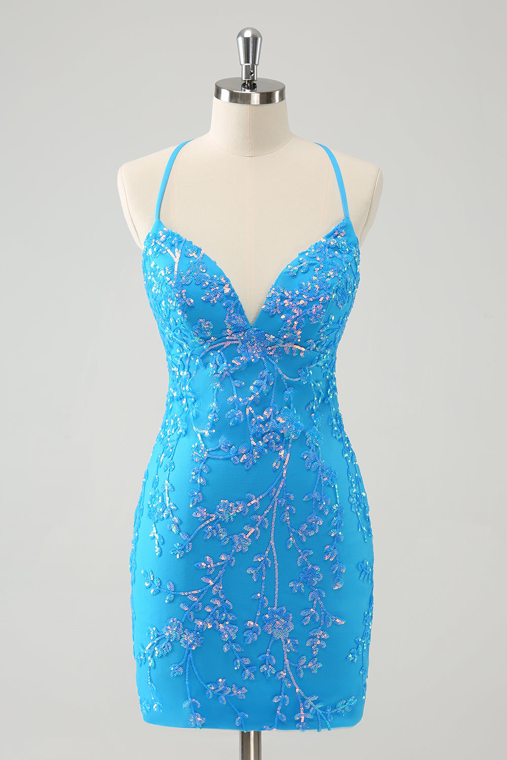 Zapakasa Women Sparkly Sky Blue Homecoming Dress with Lace-Up Back Tight Short Cocktail Dress with Sequins Zapakasa Women Sparkly Sky Blue Homecoming Dress with Lace-Up Back Tight Short Cocktail Dress with Sequins