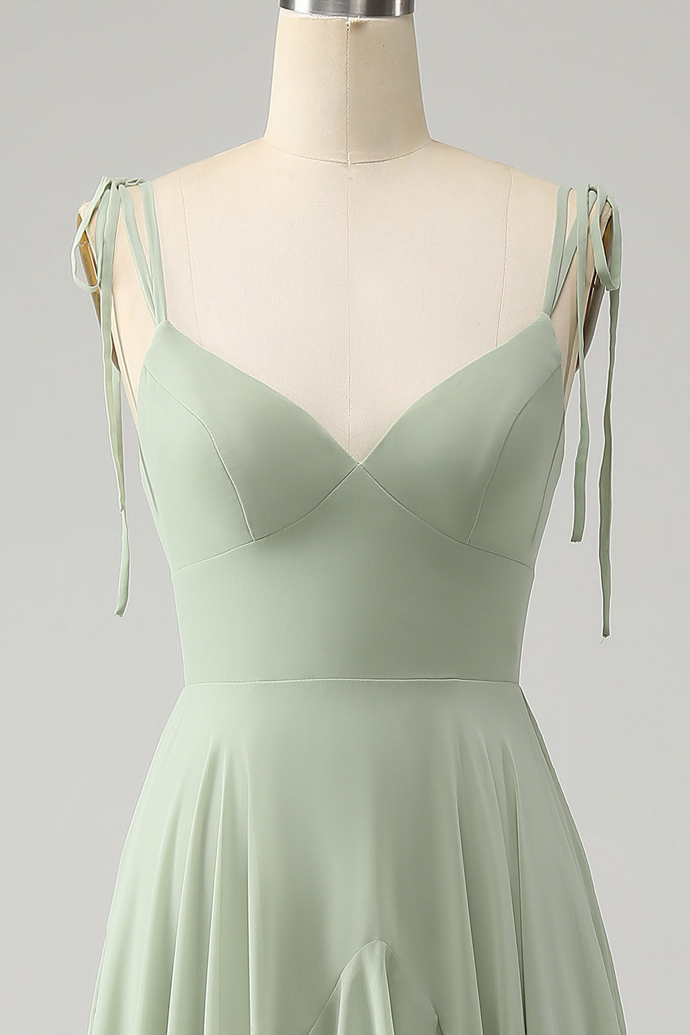 Matcha A-Line Spaghetti Straps Chiffon Bridesmaid Dress with Ruffles Matcha A-Line Spaghetti Straps Chiffon Bridesmaid Dress with Ruffles