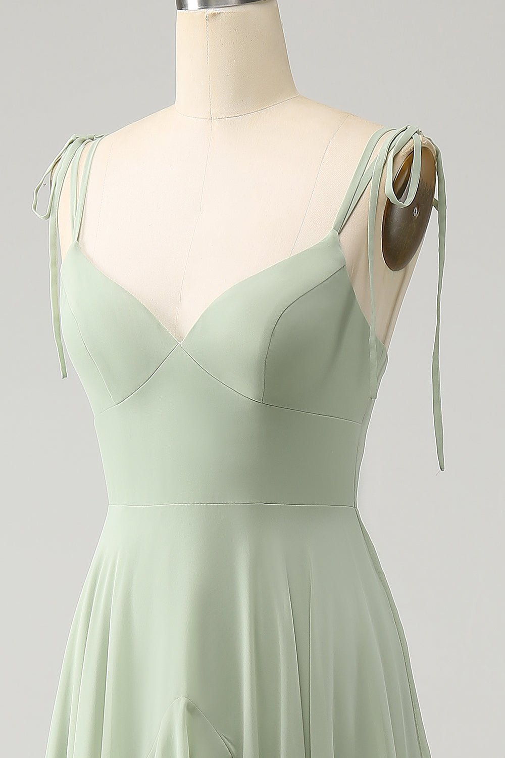 Matcha A-Line Spaghetti Straps Chiffon Bridesmaid Dress with Ruffles Matcha A-Line Spaghetti Straps Chiffon Bridesmaid Dress with Ruffles