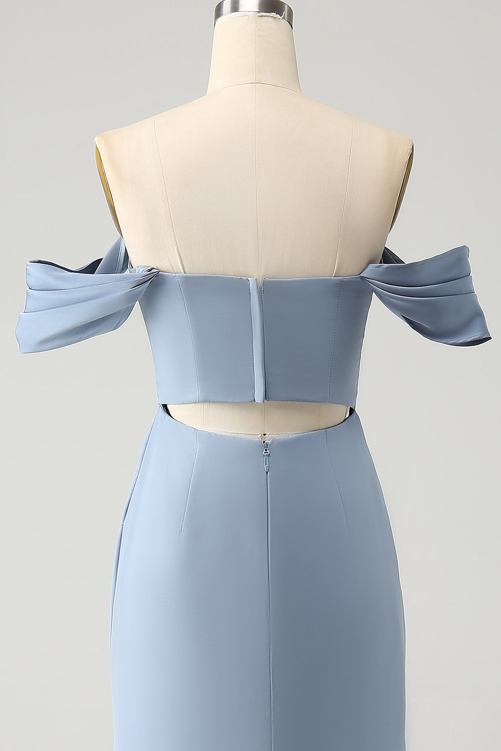 Grey Blue Mermaid Off the Shoulder Chiffon Long Bridesmaid Dress with Slit Grey Blue Mermaid Off the Shoulder Chiffon Long Bridesmaid Dress with Slit