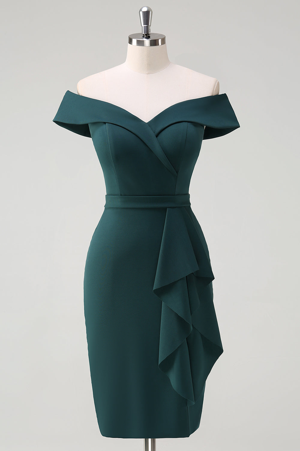 Zapakasa Women Cocktail Dress Dark Green Off the Shoulder Ruffled Midi Bodycon Party Dress Zapakasa Women Cocktail Dress Dark Green Off the Shoulder Ruffled Midi Bodycon Party Dress