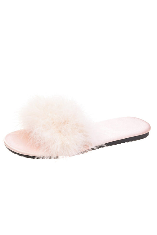Bridal Slippers Apricot with Feathers Wedding Party