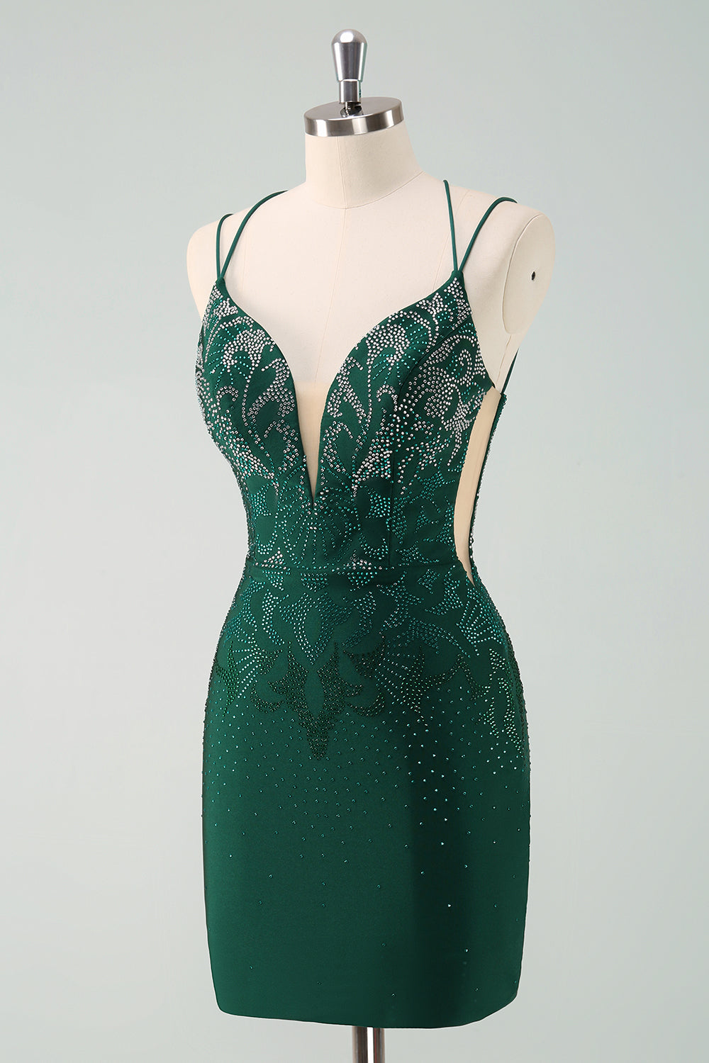 Sparky Dark Green Tight Short Homecoing Dress with Beadings Sparky Dark Green Tight Short Homecoing Dress with Beadings
