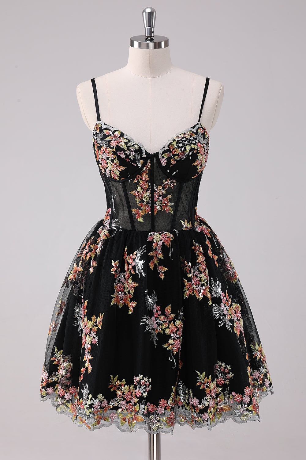 Zapakasa Women Sparkly Black Floral Short Homecoming Dress A-Line Sequined Hoco Dress Zapakasa Women Sparkly Black Floral Short Homecoming Dress A-Line Sequined Hoco Dress