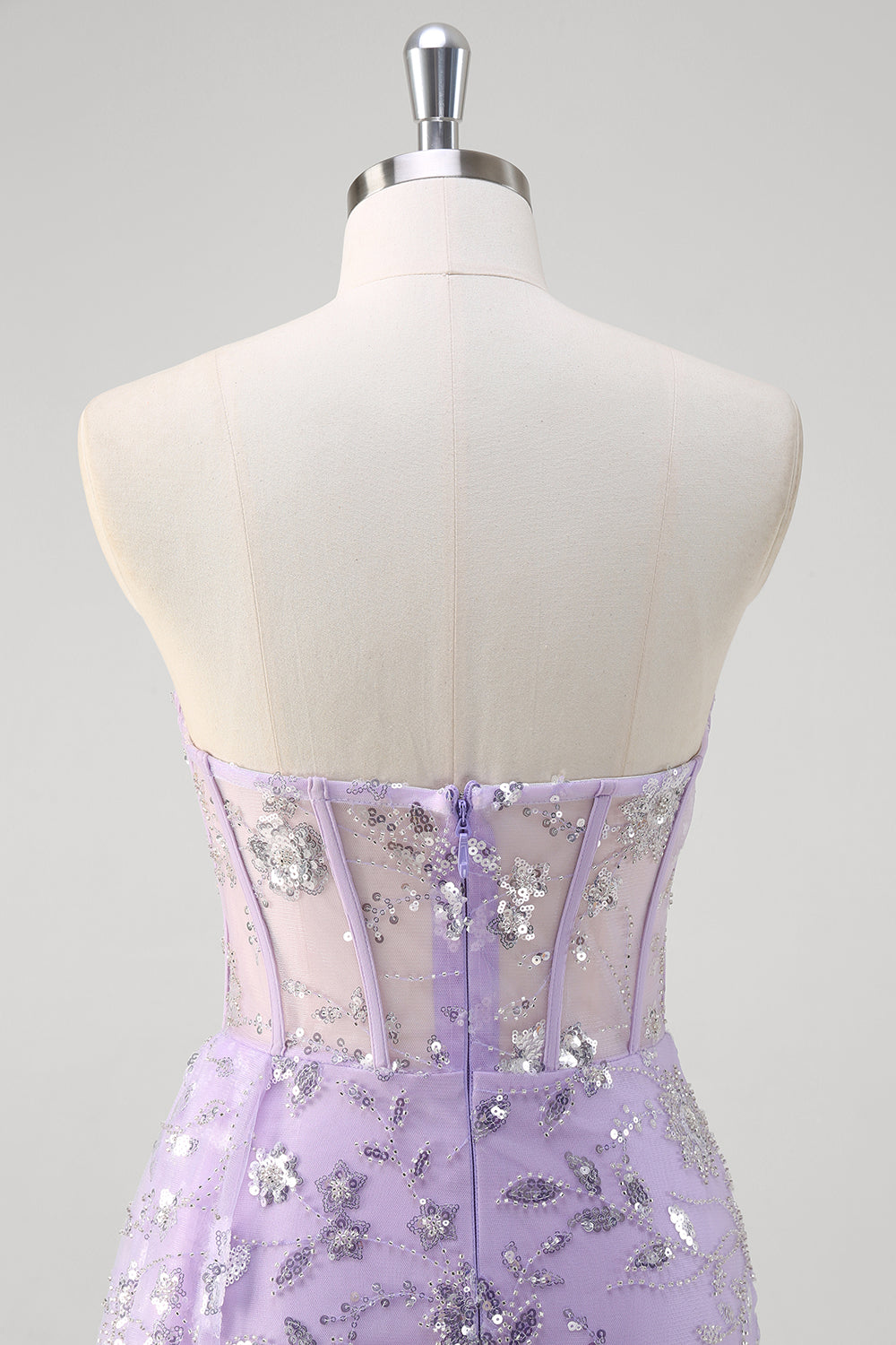 Sparkly Light Purple Mermaid Floral Sweetheart Long Prom Dress with Slit Sparkly Light Purple Mermaid Floral Sweetheart Long Prom Dress with Slit