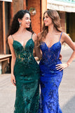 Sparkly Mermaid Royal Blue Spaghetti Straps Corset Sequin Long Prom Dress with Embroidery Sparkly Mermaid Royal Blue Spaghetti Straps Corset Sequin Long Prom Dress with Embroidery