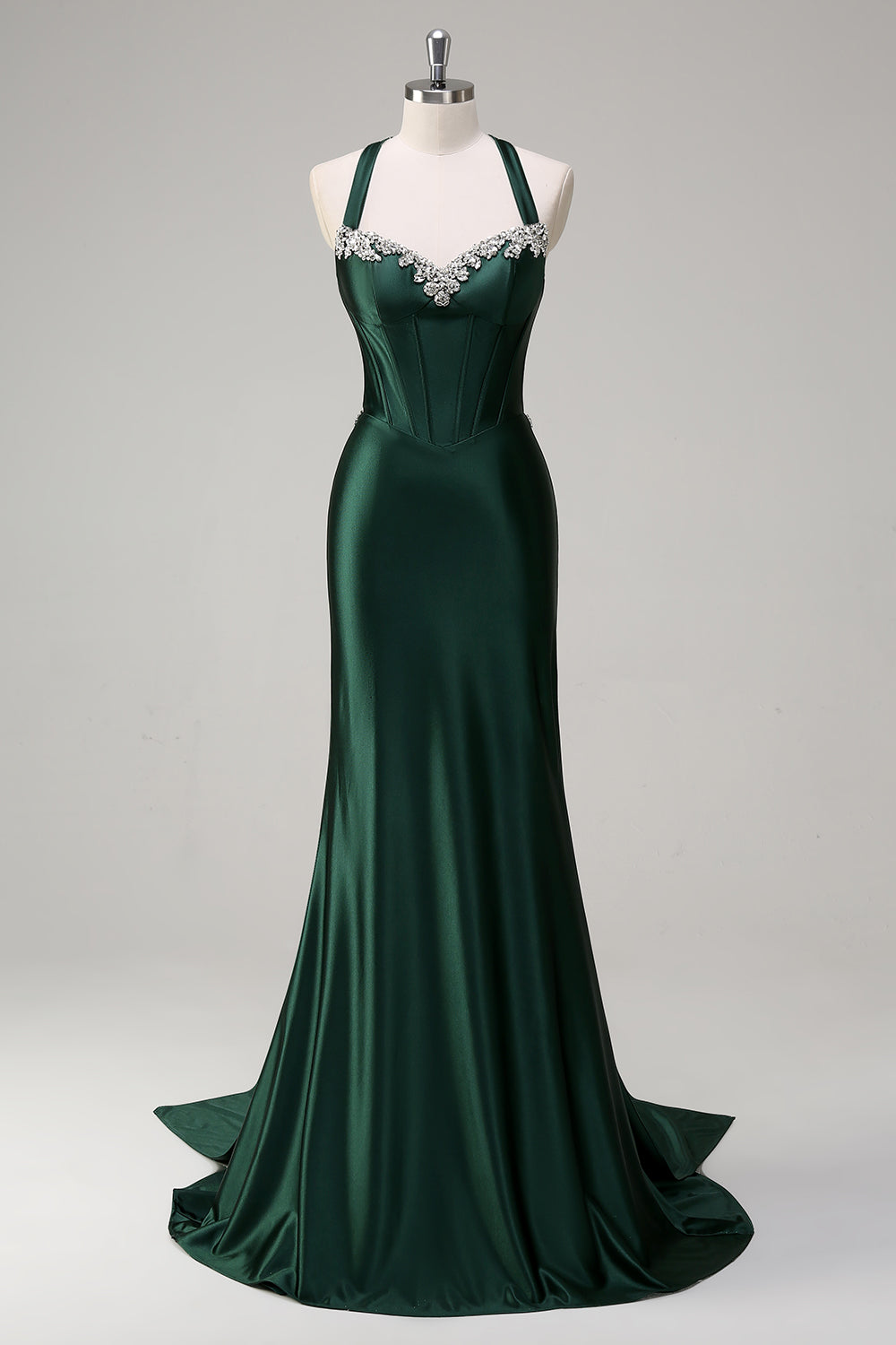 Zapaka Women Dark Green Prom Dress Mermaid Backless Halter Corset Sequined Long Evening Dress, Dark Green / US20W Zapaka Women Dark Green Prom Dress Mermaid Backless Halter Corset Sequined Long Evening Dress, Dark Green / US20W