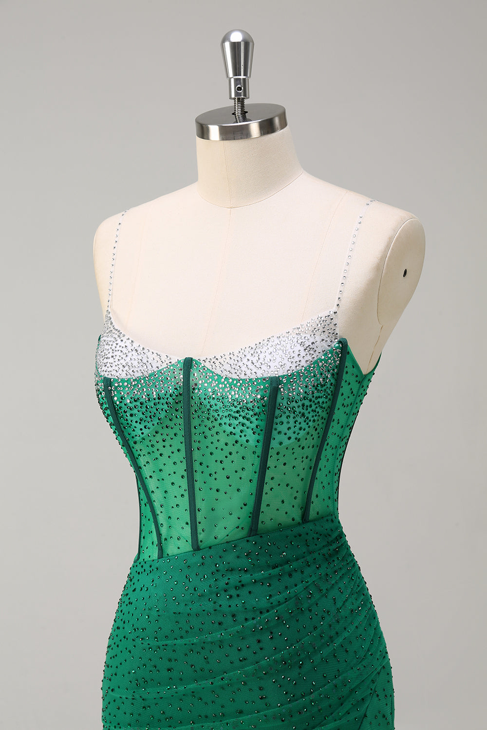 Sparkly Black Mermaid Spaghetti Straps Corset Beaded Long Prom Dress with Slit Sparkly Black Mermaid Spaghetti Straps Corset Beaded Long Prom Dress with Slit
