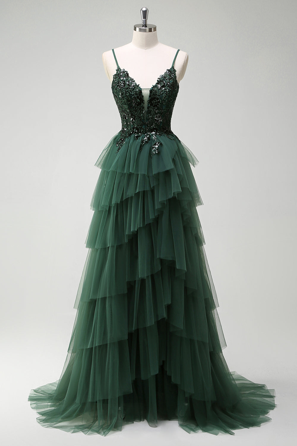 Zapakasa Women Dark Green Floral Sequined Prom Dress A Line Spaghetti Straps Corset Tulle Formal Dress Zapakasa Women Dark Green Floral Sequined Prom Dress A Line Spaghetti Straps Corset Tulle Formal Dress