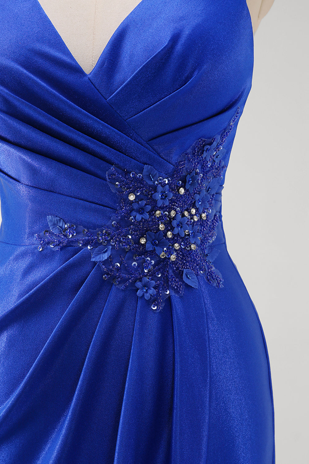 Royal Blue V-Neck Mermaid Applique V-Neck Long Prom Dress with Slit Royal Blue V-Neck Mermaid Applique V-Neck Long Prom Dress with Slit