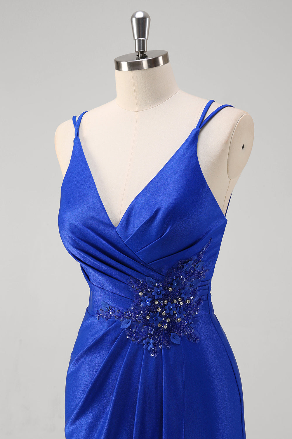 Royal Blue V-Neck Mermaid Applique V-Neck Long Prom Dress with Slit Royal Blue V-Neck Mermaid Applique V-Neck Long Prom Dress with Slit