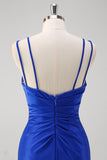 Royal Blue V-Neck Mermaid Applique V-Neck Long Prom Dress with Slit Royal Blue V-Neck Mermaid Applique V-Neck Long Prom Dress with Slit