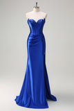 Royal Blue Mermaid Sequined Sweetheart Long Prom Dress with Slit Royal Blue Mermaid Sequined Sweetheart Long Prom Dress with Slit