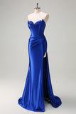 Royal Blue Mermaid Sequined Sweetheart Long Prom Dress with Slit Royal Blue Mermaid Sequined Sweetheart Long Prom Dress with Slit