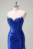 Royal Blue Mermaid Sequined Sweetheart Long Prom Dress with Slit Royal Blue Mermaid Sequined Sweetheart Long Prom Dress with Slit