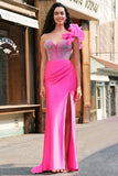Sparkly Lilac Mermaid Beaded Corset One Shoulder Long Prom Dress with Slit Sparkly Lilac Mermaid Beaded Corset One Shoulder Long Prom Dress with Slit