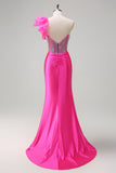 Sparkly Lilac Mermaid Beaded Corset One Shoulder Long Prom Dress with Slit Sparkly Lilac Mermaid Beaded Corset One Shoulder Long Prom Dress with Slit