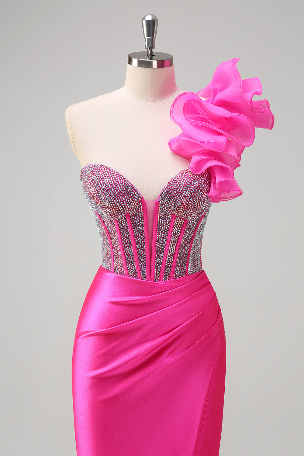 Sparkly Lilac Mermaid Beaded Corset One Shoulder Long Prom Dress with Slit Sparkly Lilac Mermaid Beaded Corset One Shoulder Long Prom Dress with Slit