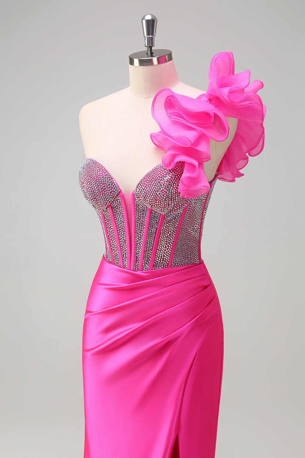 Sparkly Lilac Mermaid Beaded Corset One Shoulder Long Prom Dress with Slit Sparkly Lilac Mermaid Beaded Corset One Shoulder Long Prom Dress with Slit
