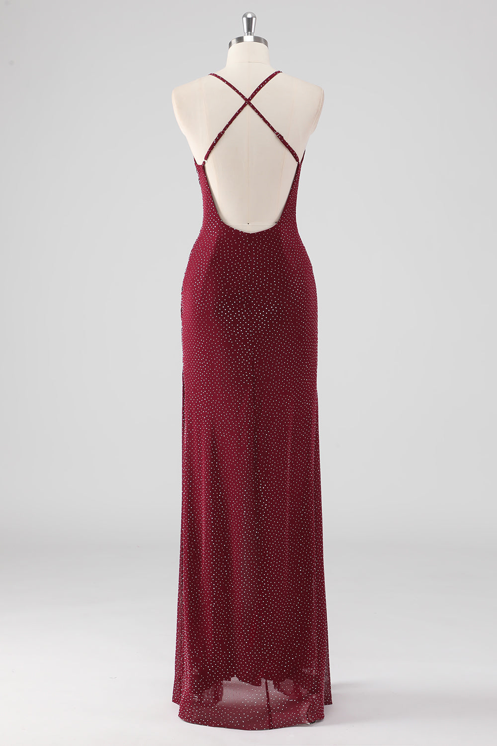 Burgundy Sheath V-Neck Pleated Beaded Backless Long Formal Dress with Slit Burgundy Sheath V-Neck Pleated Beaded Backless Long Formal Dress with Slit