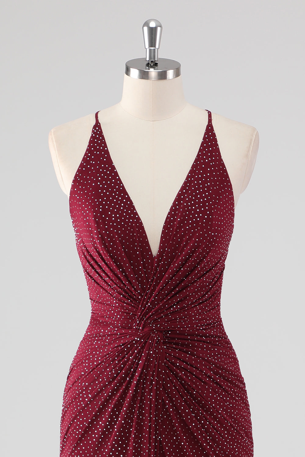 Burgundy Sheath V-Neck Pleated Beaded Backless Long Formal Dress with Slit Burgundy Sheath V-Neck Pleated Beaded Backless Long Formal Dress with Slit
