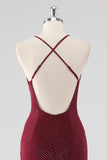 Burgundy Sheath V-Neck Pleated Beaded Backless Long Formal Dress with Slit Burgundy Sheath V-Neck Pleated Beaded Backless Long Formal Dress with Slit