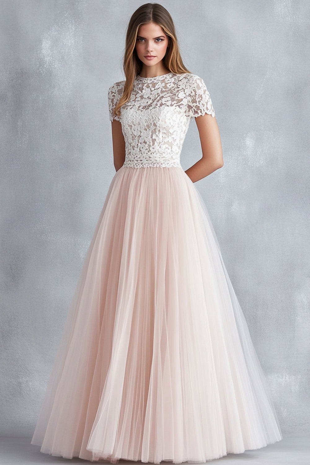 Zapakasa Women Light Pink Bridesmaid Dress With Short Sleeves A Line