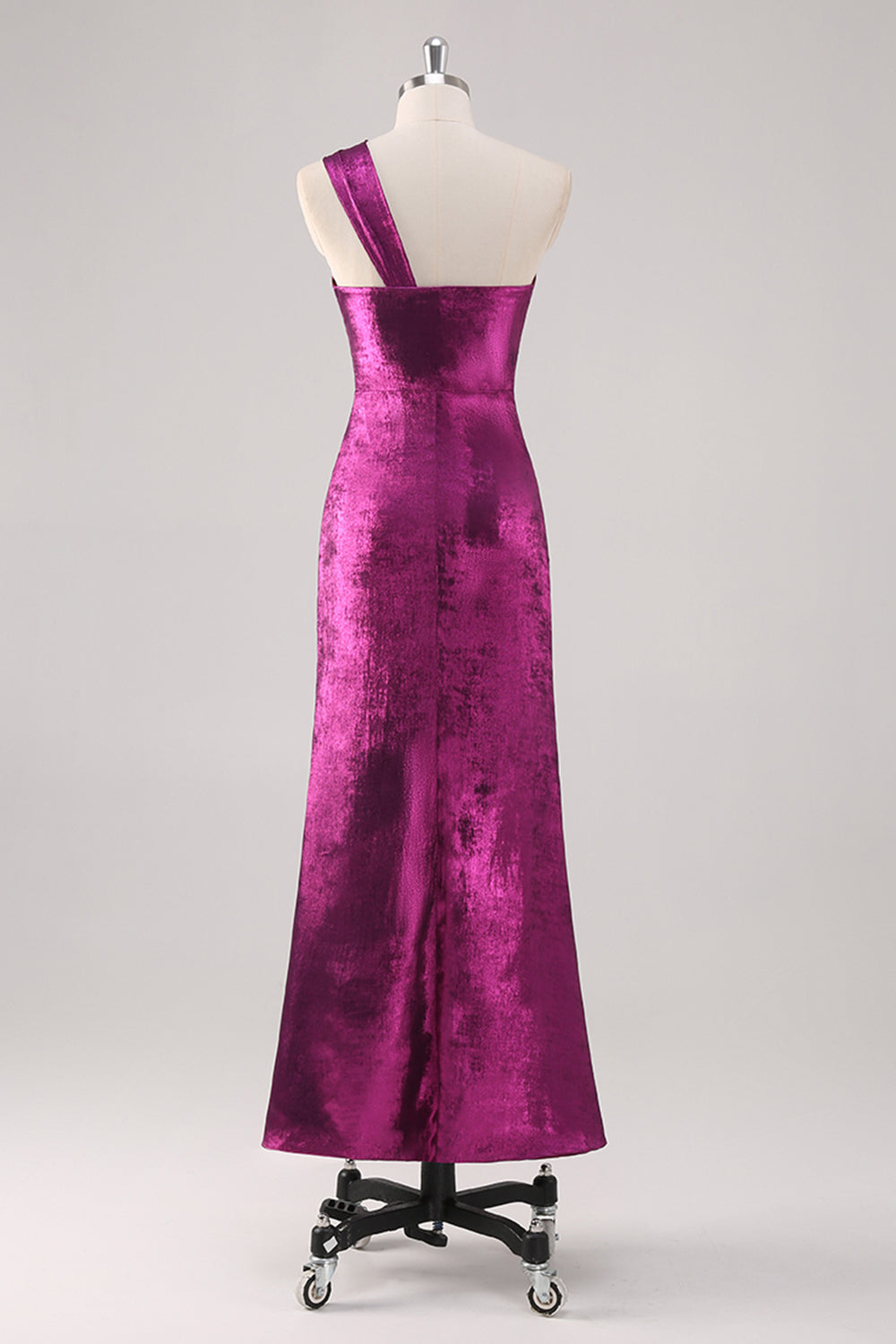 Fuchsia One Shoulder Sheath Metallic Formal Dress Fuchsia One Shoulder Sheath Metallic Formal Dress