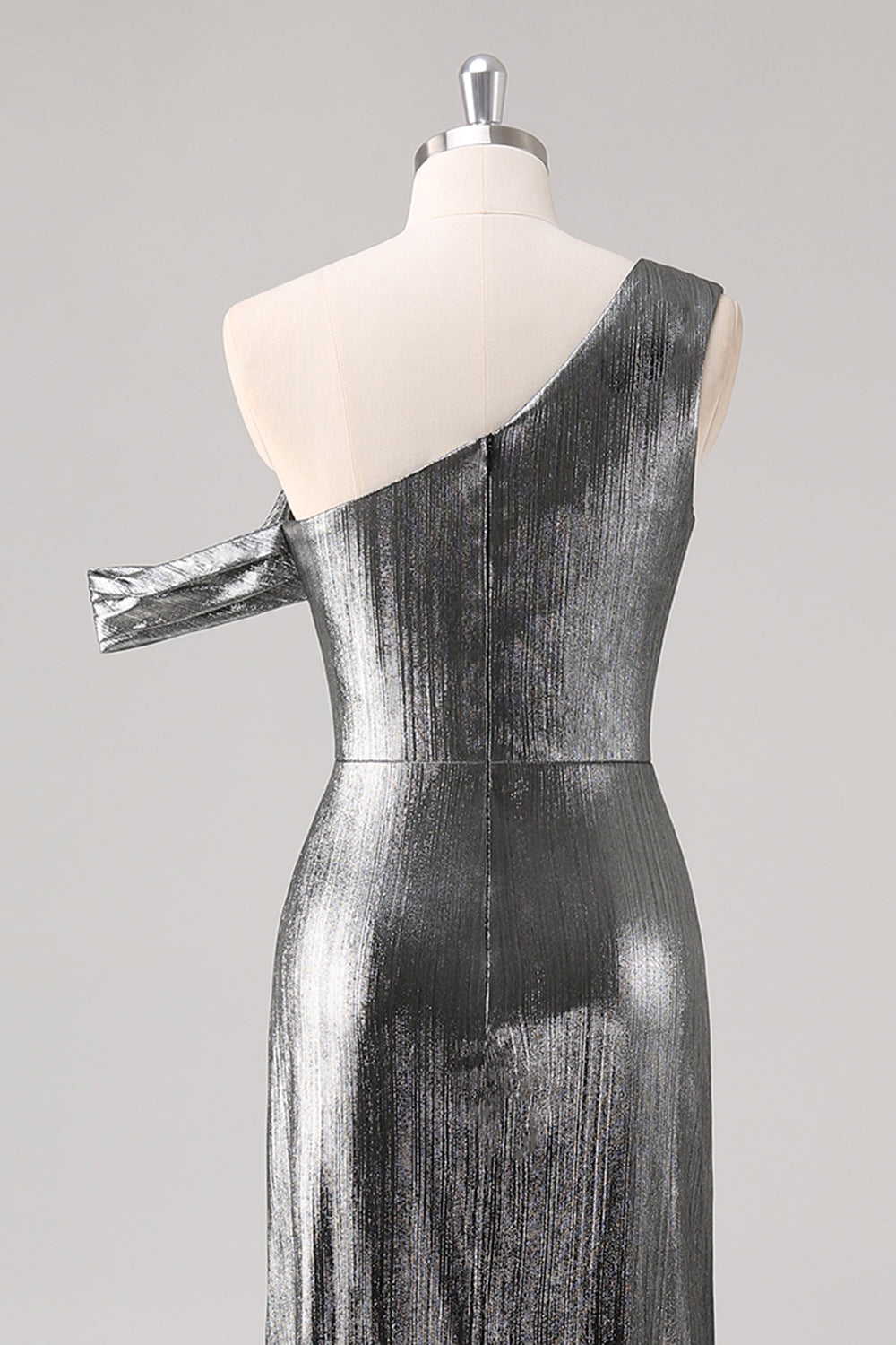 Silver Black Sheath One Shoulder Metallic Formal Dress with Slit Silver Black Sheath One Shoulder Metallic Formal Dress with Slit