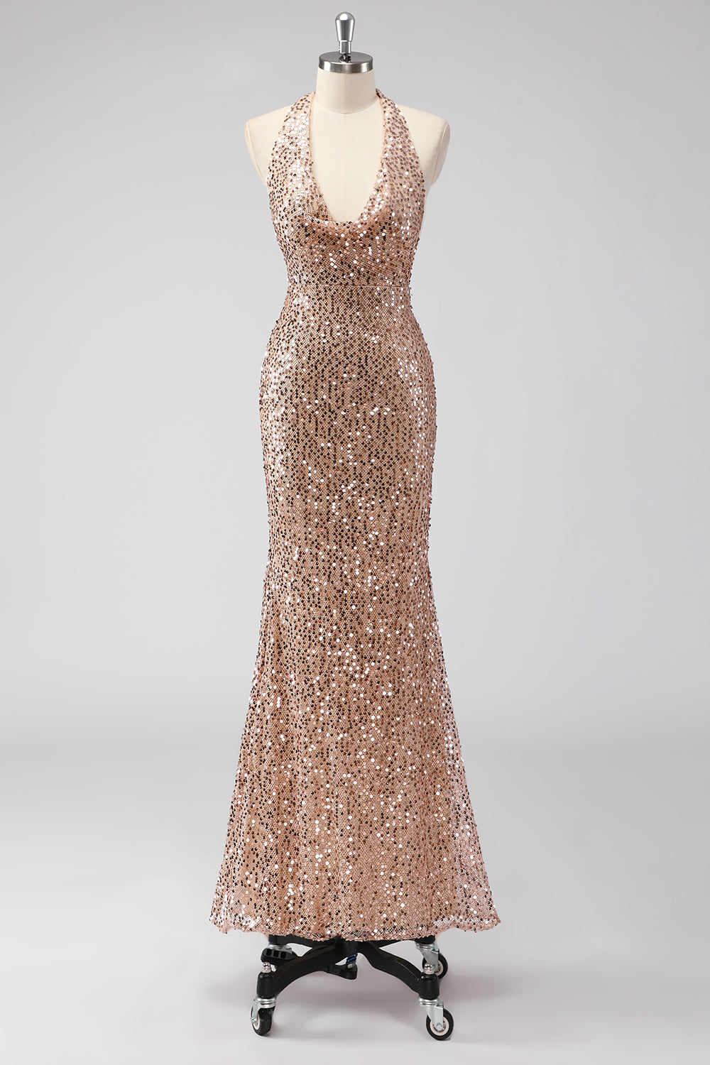 ZAPAKASA Women Sparkly Champagne Halter Backless Long Prom Dress Sequined Sheath Gala Dress ZAPAKASA Women Sparkly Champagne Halter Backless Long Prom Dress Sequined Sheath Gala Dress
