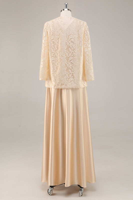 Champagne A-Line 2-Piece Mother of the Bride Dress