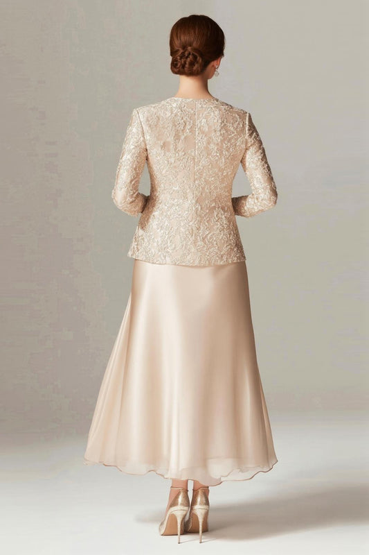 A-Line Champagne 2-Piece Mother of the Bride Dress