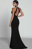 Dark Green Satin Mermaid Halter Neck Keyhole Long Formal Dress Dark Green Satin Mermaid Halter Neck Keyhole Long Formal Dress