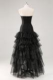 Eucalyptus Strapless Tulle Tiered Ruffles Formal Dress Eucalyptus Strapless Tulle Tiered Ruffles Formal Dress