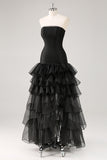 Eucalyptus Strapless Tulle Tiered Ruffles Formal Dress Eucalyptus Strapless Tulle Tiered Ruffles Formal Dress